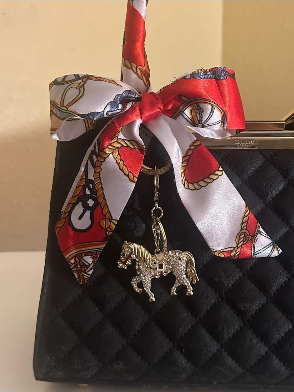 Twilly Women Handbag Purse Neck Tie Headband Bag Scarf 1 Tomato Red Gray… - Picture 2 of 14